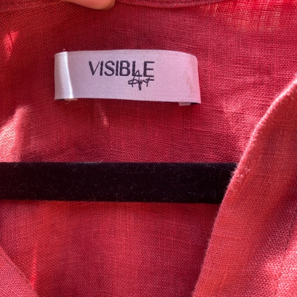 Visible Art Puffed Sleeve Linen Dress in Red, size XS, - Picture 3 of 5